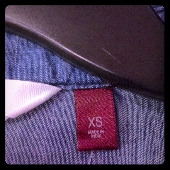 🔴 CLEARANCE 🔖 NWT SO 100% COTTON DENIM JEAN LACE-UP LONG SLEEVE SHIRT TOP XS 2 - Picture 6 of 9